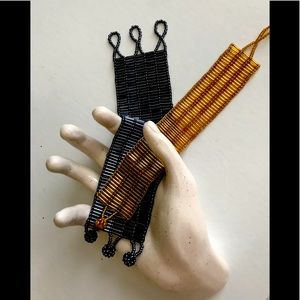 💍Beaded Bracelets Graphite & Gold (Lot of 2) NEW